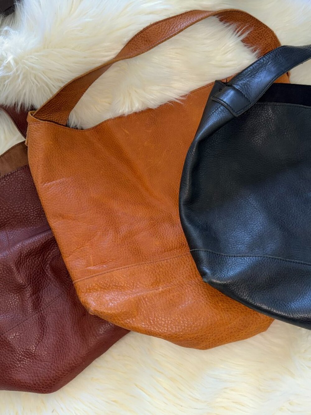 Duluth hobo leather bag purse - brown, camel and black- bundle of 3